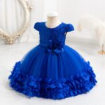 Fustan Princeshe Blu me Dantellë për Vajza