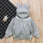 Hoodie me mëngë të gjata dhe veshë ariu - Gri