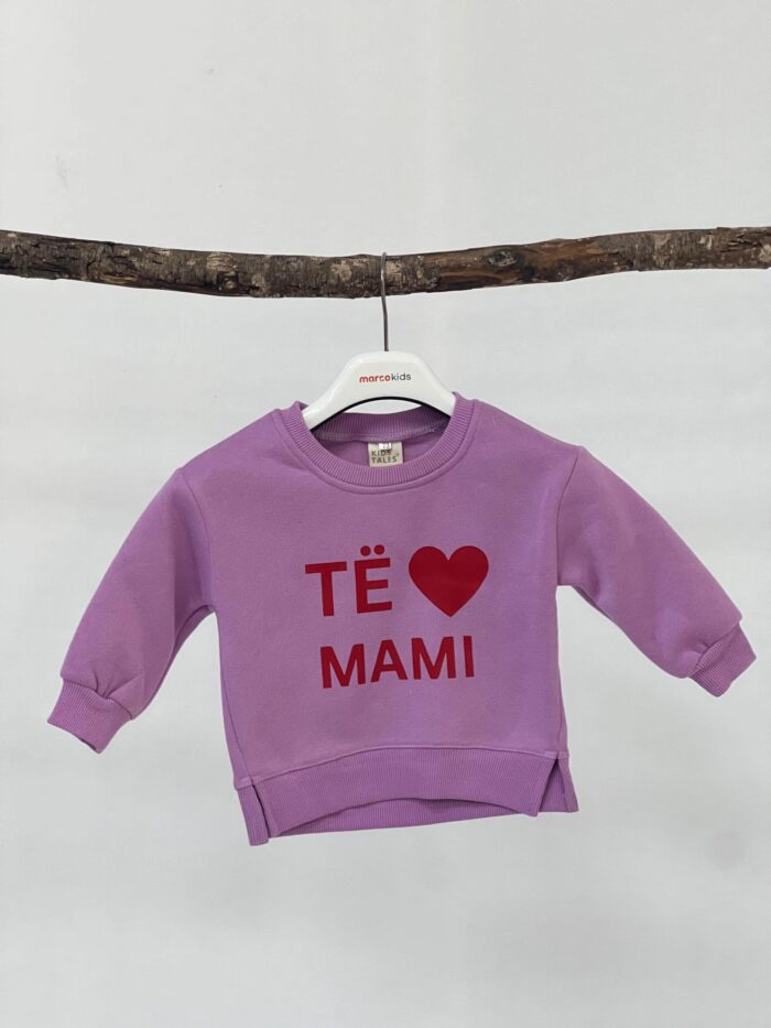 Pulovër me mbishkrimin “I love MOM” - Gri - Image 5